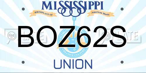 BOZ62S Mississippi License Plate