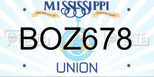 BOZ678 Mississippi License Plate