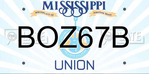 BOZ67B Mississippi License Plate