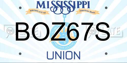 BOZ67S Mississippi License Plate