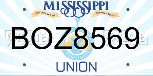 BOZ8569 Mississippi License Plate