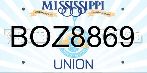 BOZ8869 Mississippi License Plate