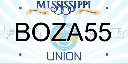 BOZA55 Mississippi License Plate