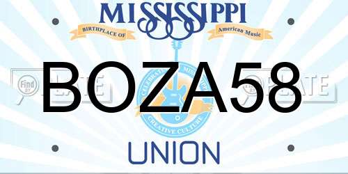 BOZA58 Mississippi License Plate
