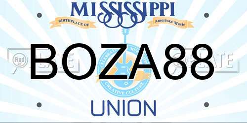 BOZA88 Mississippi License Plate