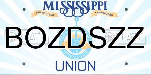 BOZDSZZ Mississippi License Plate