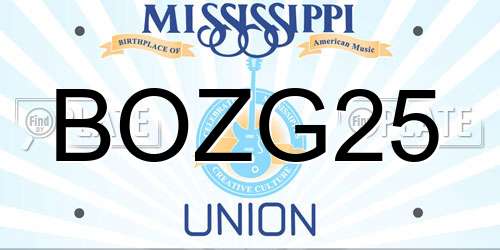 BOZG25 Mississippi License Plate