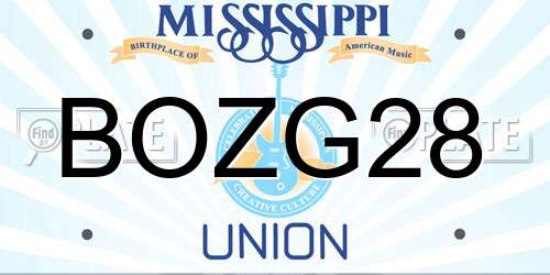 BOZG28 Mississippi License Plate