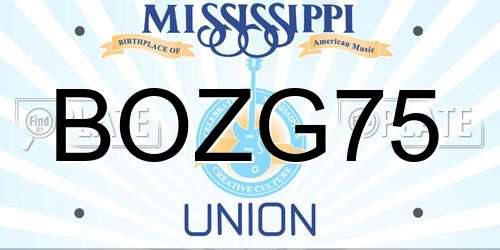 BOZG75 Mississippi License Plate
