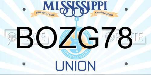 BOZG78 Mississippi License Plate