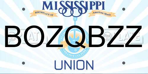 BOZQBZZ Mississippi License Plate