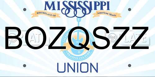 BOZQSZZ Mississippi License Plate