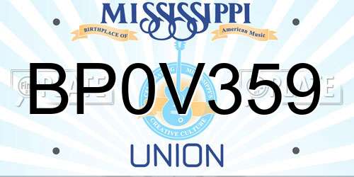 BP0V359 Mississippi License Plate