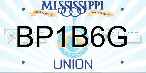 BP1B6G Mississippi License Plate