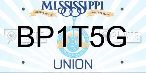 BP1T5G Mississippi License Plate