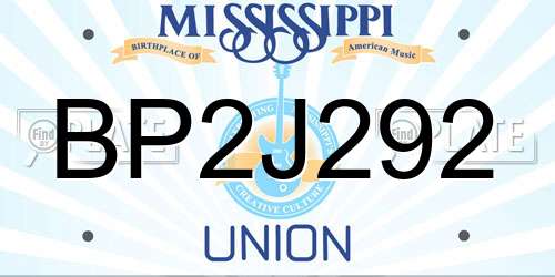 BP2J292 Mississippi License Plate