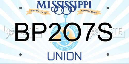 BP2O7S Mississippi License Plate