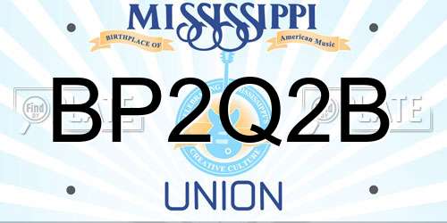 BP2Q2B Mississippi License Plate
