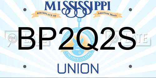BP2Q2S Mississippi License Plate