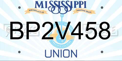 BP2V458 Mississippi License Plate