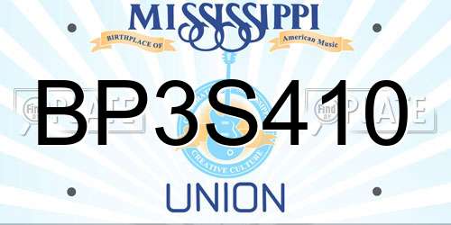 BP3S410 Mississippi License Plate