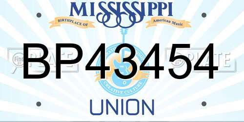 BP43454 Mississippi License Plate
