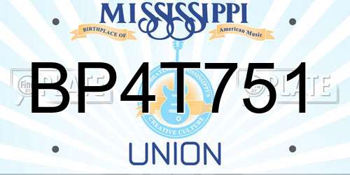 BP4T751 Mississippi License Plate