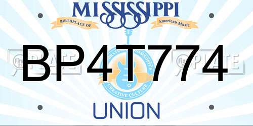 BP4T774 Mississippi License Plate