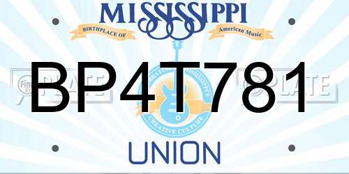 BP4T781 Mississippi License Plate