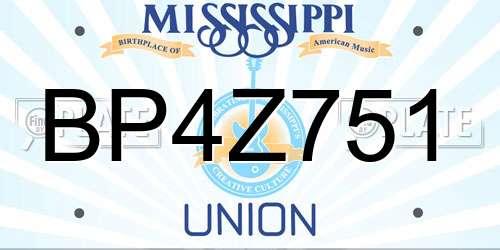 BP4Z751 Mississippi License Plate