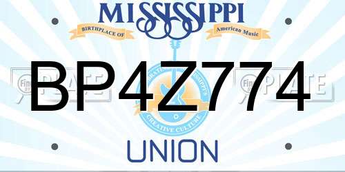 BP4Z774 Mississippi License Plate