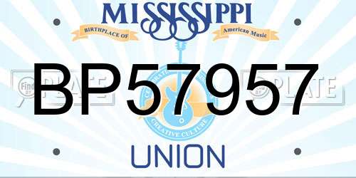 BP57957 Mississippi License Plate