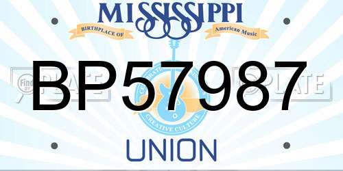 BP57987 Mississippi License Plate