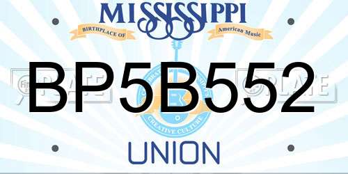 BP5B552 Mississippi License Plate