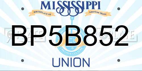 BP5B852 Mississippi License Plate