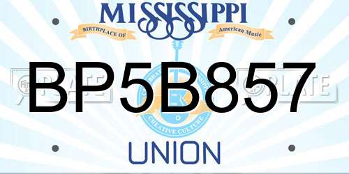 BP5B857 Mississippi License Plate