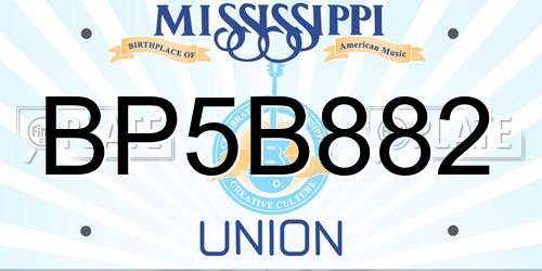BP5B882 Mississippi License Plate