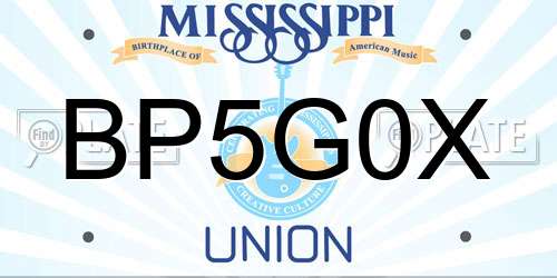 BP5G0X Mississippi License Plate