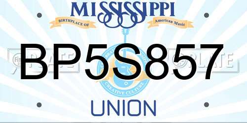 BP5S857 Mississippi License Plate