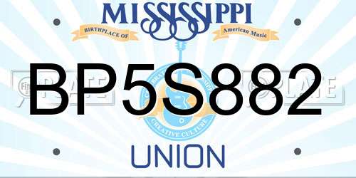 BP5S882 Mississippi License Plate