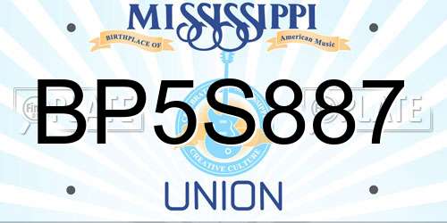 BP5S887 Mississippi License Plate