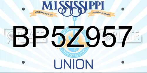 BP5Z957 Mississippi License Plate