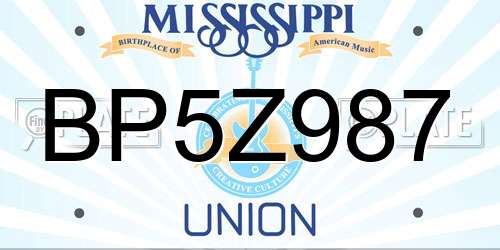 BP5Z987 Mississippi License Plate