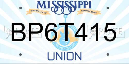 BP6T415 Mississippi License Plate
