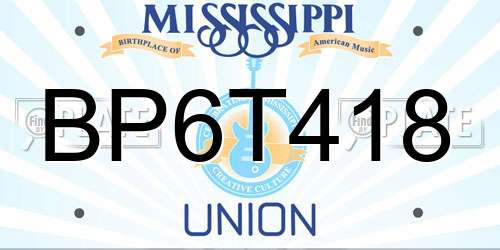 BP6T418 Mississippi License Plate