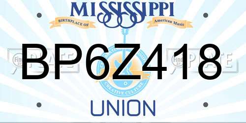 BP6Z418 Mississippi License Plate