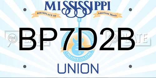 BP7D2B Mississippi License Plate
