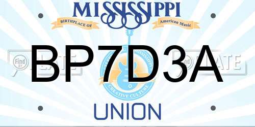 BP7D3A Mississippi License Plate