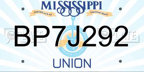 BP7J292 Mississippi License Plate