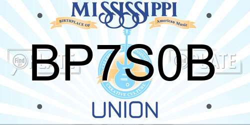 BP7S0B Mississippi License Plate